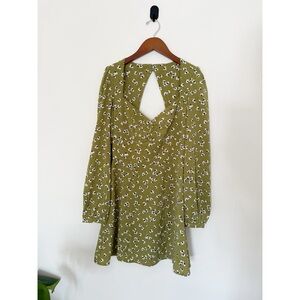 Elegant Olive Floral Long Sleeve Dress | Sisterhood | XS